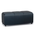 thumbnail image 1 of Avalon 42 inch Wide Contemporary Storage Ottoman in Distressed Dark Blue Vegan Leather, 1 of 6