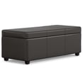 thumbnail image 1 of Avalon 44 inch Wide Contemporary Lift Top Rectangular Storage Ottoman in Tanners Brown Vegan Leather, 1 of 13