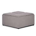 thumbnail image 1 of Avalon 35 inch Wide Contemporary Square Coffee Table Storage Ottoman in Cloud Grey Linen Look Fabric, 1 of 2
