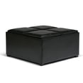 thumbnail image 1 of Simpli Home Avalon 35 inch Wide Contemporary Square Coffee Table Storage Ottoman in Midnight Black Vegan Leather, 1 of 9
