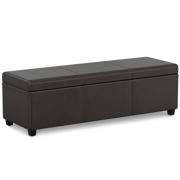 Avalon 54 inch Wide Contemporary Extra Large Storage Ottoman Bench in Tanners Brown Vegan Leather
