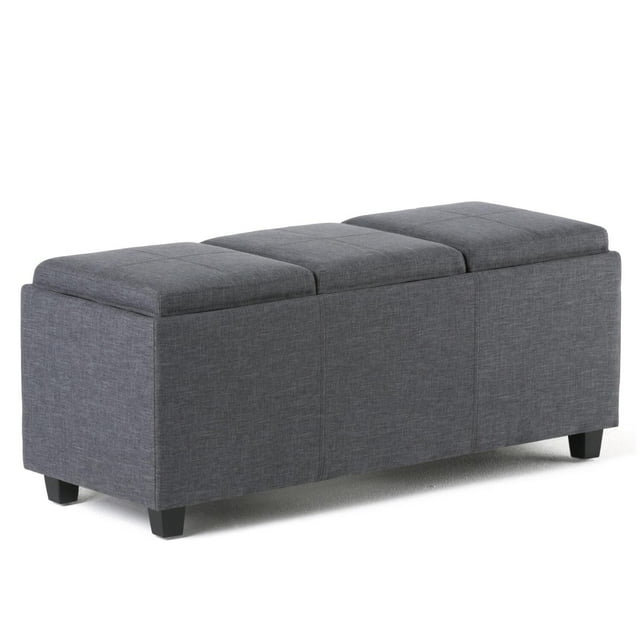 Simpli Home Avalon Extra Large Storage Ottoman with 3 Serving Trays