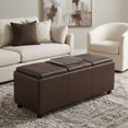 thumbnail image 1 of Simpli Home Avalon 3 Faux Leather Tray Bench in Chocolate Brown, 1 of 16