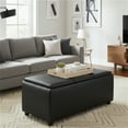 thumbnail image 1 of Simpli Home Avalon Faux Air Leather Rectangular Storage Ottoman in Black, 1 of 16