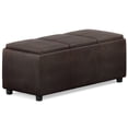 thumbnail image 1 of Avalon 42 inch Wide Contemporary Storage Ottoman in Distressed Brown Vegan Leather, 1 of 12