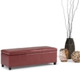 thumbnail image 1 of Avalon 48 inch Wide Contemporary Storage Ottoman Bench in Red Vegan Leather, 1 of 7