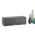 thumbnail image 1 of Avalon 48 inch Wide Contemporary Storage Ottoman Bench in Stone Grey Vegan Leather, 1 of 11