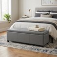 thumbnail image 1 of Avalon 48" W Rectangle Storage Ottoman Bench in Stone Gray Faux Leather, 1 of 13