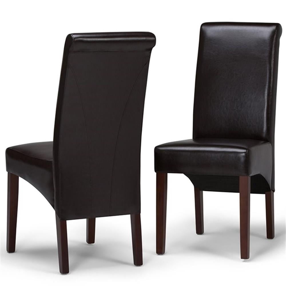 Tanners Brown Faux Leather Upholstered Parsons Side Chair Set