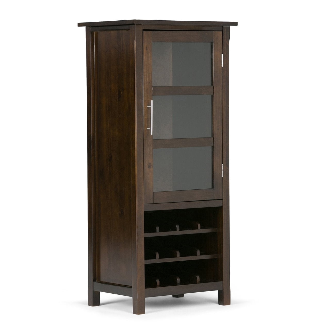 Avalon Distressed Gray Solid Wood High Storage Wine Rack Cabinet
