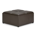 thumbnail image 1 of Simpli Home Avalon 35 inch Wide Contemporary Square Coffee Table Storage Ottoman in Chocolate Brown Vegan Leather, 1 of 12