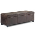 thumbnail image 1 of Avalon 48 inch Wide Contemporary Storage Ottoman Bench in Distressed Brown Vegan Leather, 1 of 5