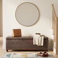 thumbnail image 1 of Simpli Home Avalon 48 inch Wide Contemporary Storage Ottoman Bench in Distressed Brown Vegan Leather, 1 of 4