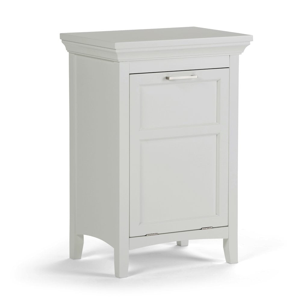 Pure White Tilt-Out Wooden Laundry Hamper Cabinet