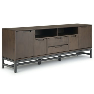 Simpli Home Banting 72" TV Media Stand in Walnut Brown