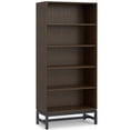 thumbnail image 1 of Simpli Home Banting SOLID HARDWOOD and Metal 66 inch x 30 inchRectangle Industrial Mid Century Open Shelf Bookcase in Walnut Brown, 1 of 12