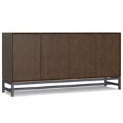 Simpli Home Banting 72 inch Wide Solid Wood 4 Door Sideboard Buffet in Walnut Brown