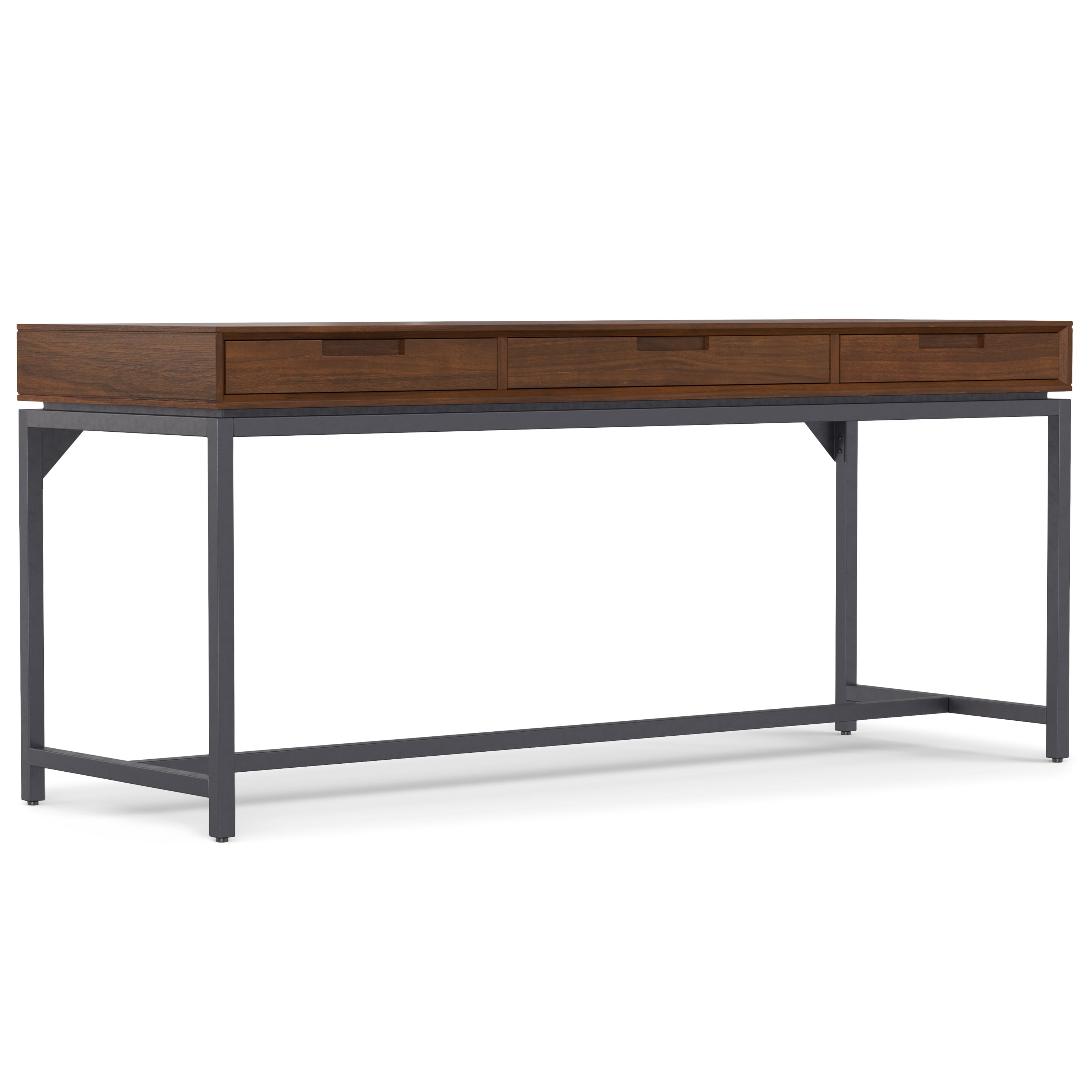 Walnut Veneer Executive Desk with Drawer and Keyboard Tray