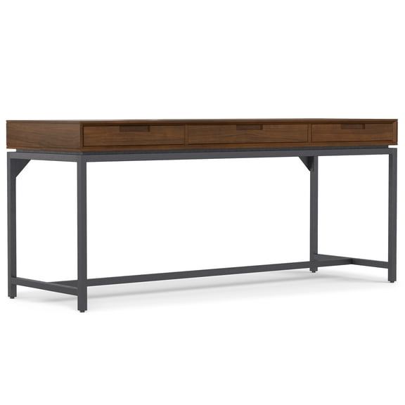 Simpli Home Banting SOLID WOOD Industrial 72 inch Wide Desk in Walnut