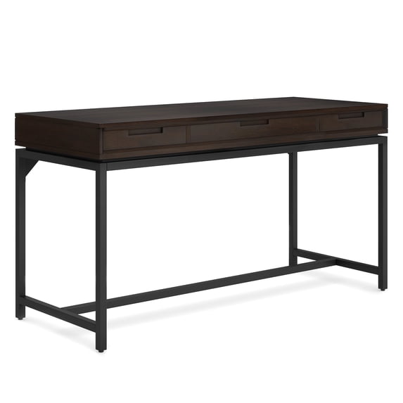 Banting 60 inch Wide Solid Wood Modern Industrial Mid Century Desk in Hickory Brown
