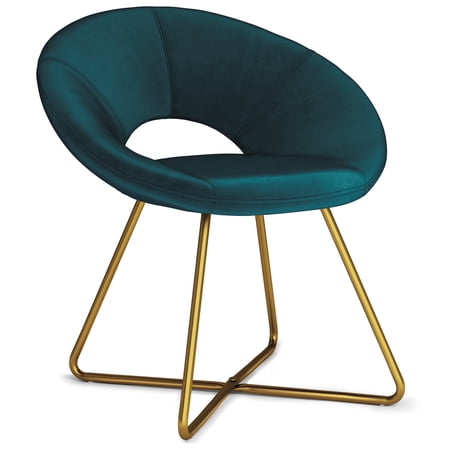 Simpli Home Barrett 24 inch Wide Mid Century Modern Accent Chair in Teal Velvet Fabric