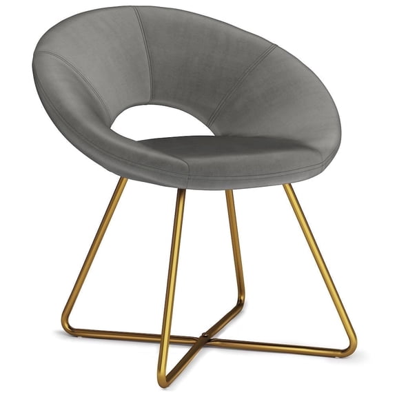 Simpli Home Barrett 24 inch Wide Mid Century Modern Accent Chair in Grey Velvet Fabric