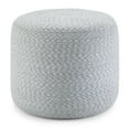 thumbnail image 1 of Bayley Boho Round Braided Pouf in Blue, Natural Cotton, 1 of 4