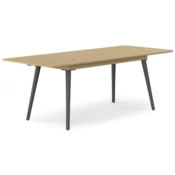 Beachside ACACIA WOOD 87" Wide Outdoor Extendable Dining Table in Light Teak
