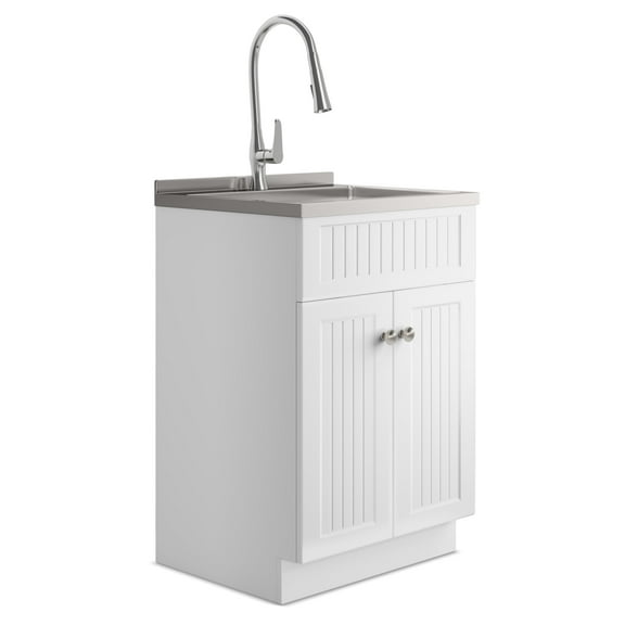 Simpli Home Beckham All-in-One 24-inch Utility Sink & Cabinet