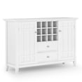 thumbnail image 1 of Simpli Home Bedford 54 inch Wide Solid Wood Transitional Sideboard Buffet and Wine Rack in White, 1 of 9