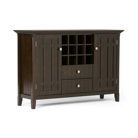 Simpli Home - Bedford Sideboard Buffet and Wine Rack - Dark Chestnut Brown