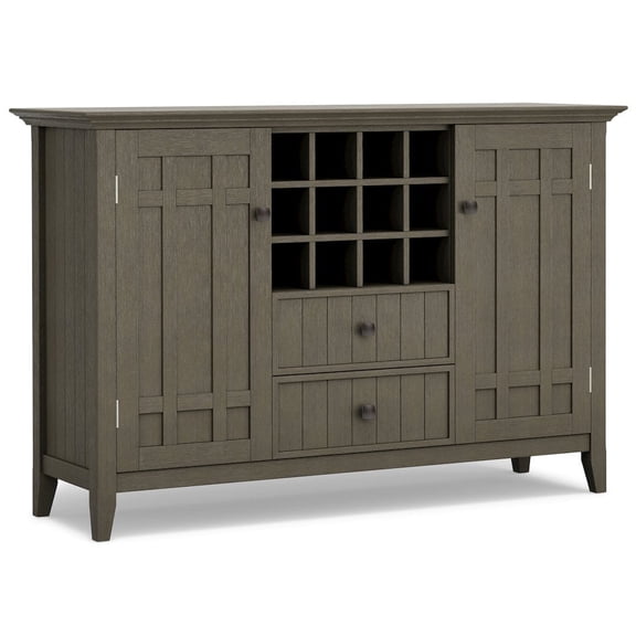Bedford Wood 54" Transitional Sideboard Buffet and Wine Rack in Farmhouse Gray