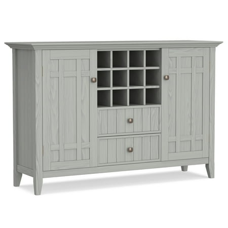 Simpli Home - Bedford SOLID WOOD 54 inch Wide Transitional Sideboard Buffet and Wine Rack - Fog Grey