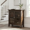 thumbnail image 1 of Simpli Home Bedford 32 inch Wide Solid Wood Transitional Low Storage Media Cabinet in Dark Tobacco Brown, 1 of 11