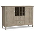 thumbnail image 1 of Simpli Home Bedford 54 inch Wide Solid Wood Transitional Sideboard Buffet and Wine Rack in Distressed Grey, 1 of 13