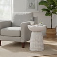 thumbnail image 1 of Simpli Home Boyd 13 inch Wide Solid Mango Wood Round Accent Table, Distressed White, 1 of 8