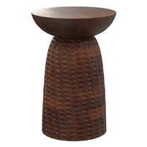 Boyd 16 inch Wide Solid Mango Contemporary Tall Accent Table in Warm Dark Brown, Assembled