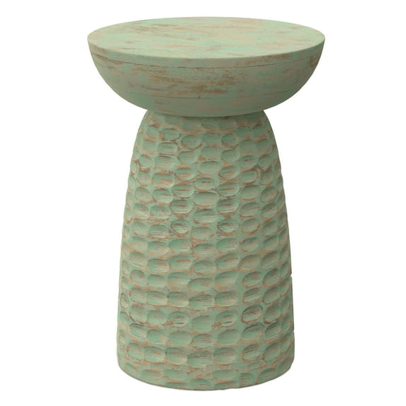 Boyd 13 inch Wide Solid Wood Contemporary Accent Table in Green Wash, Assembled