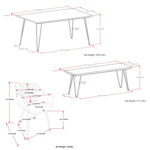 Simpli Home Briar 6 Piece Dining Set with Bench-Color:Cognac