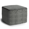 thumbnail image 1 of Simpli Home Briella 18 inch Wide Boho Square Pouf in Grey and White PET Woven Polyester, 1 of 7