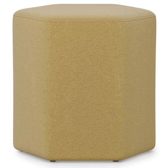 Simpli Home Brock 16 inch Wide Contemporary Irregular Footstool in Dijon Yellow Linen Look Fabric