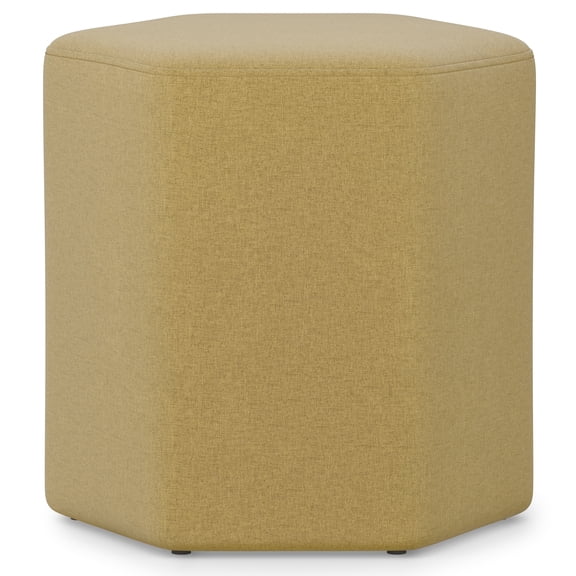 Simpli Home Brock 16 inch Wide Contemporary Irregular Footstool in Dijon Yellow Linen Look Fabric