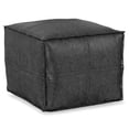 thumbnail image 1 of Simpli Home Brody Boho Square Pouf in Distressed Black Faux Leather, 1 of 5