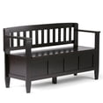thumbnail image 1 of Simpli Home Brooklyn SOLID WOOD 48 inch Wide Contemporary Entryway Storage Bench in Coffee Brown, 1 of 6