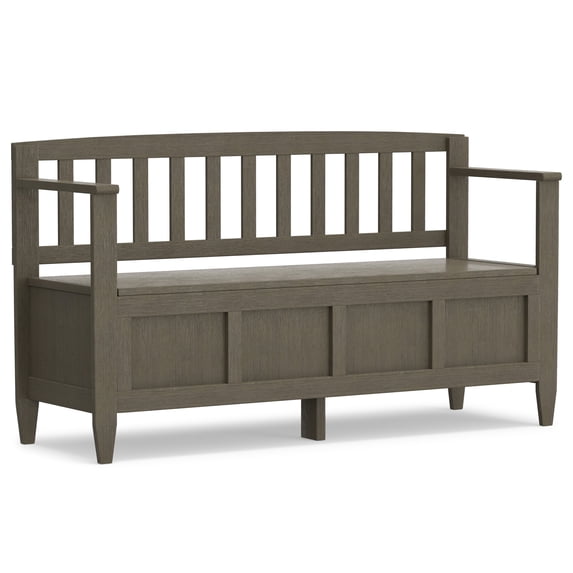 Simpli Home Brooklyn 48 inch Wide Solid Wood Contemporary Entryway Storage Bench in Farmhouse Grey