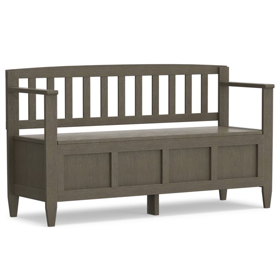 Simpli Home Brooklyn 48 inch Wide Solid Wood Contemporary Entryway Storage Bench in Farmhouse Grey