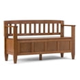 thumbnail image 1 of Simpli Home Brooklyn 48 inch Wide Solid Wood Contemporary Entryway Storage Bench in Medium Saddle Brown, 1 of 6