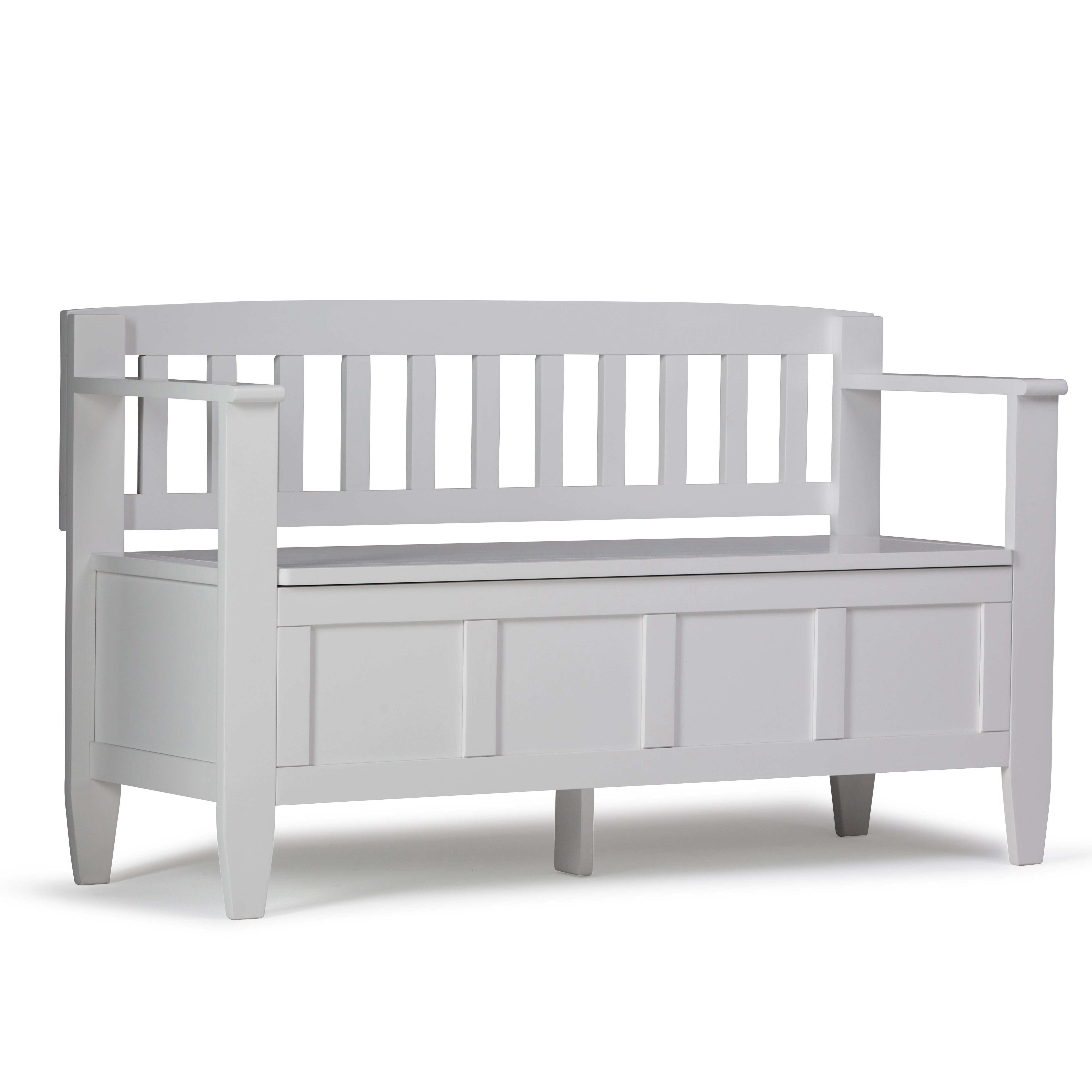 Brooklyn White Solid Wood Flip Top Storage Bench