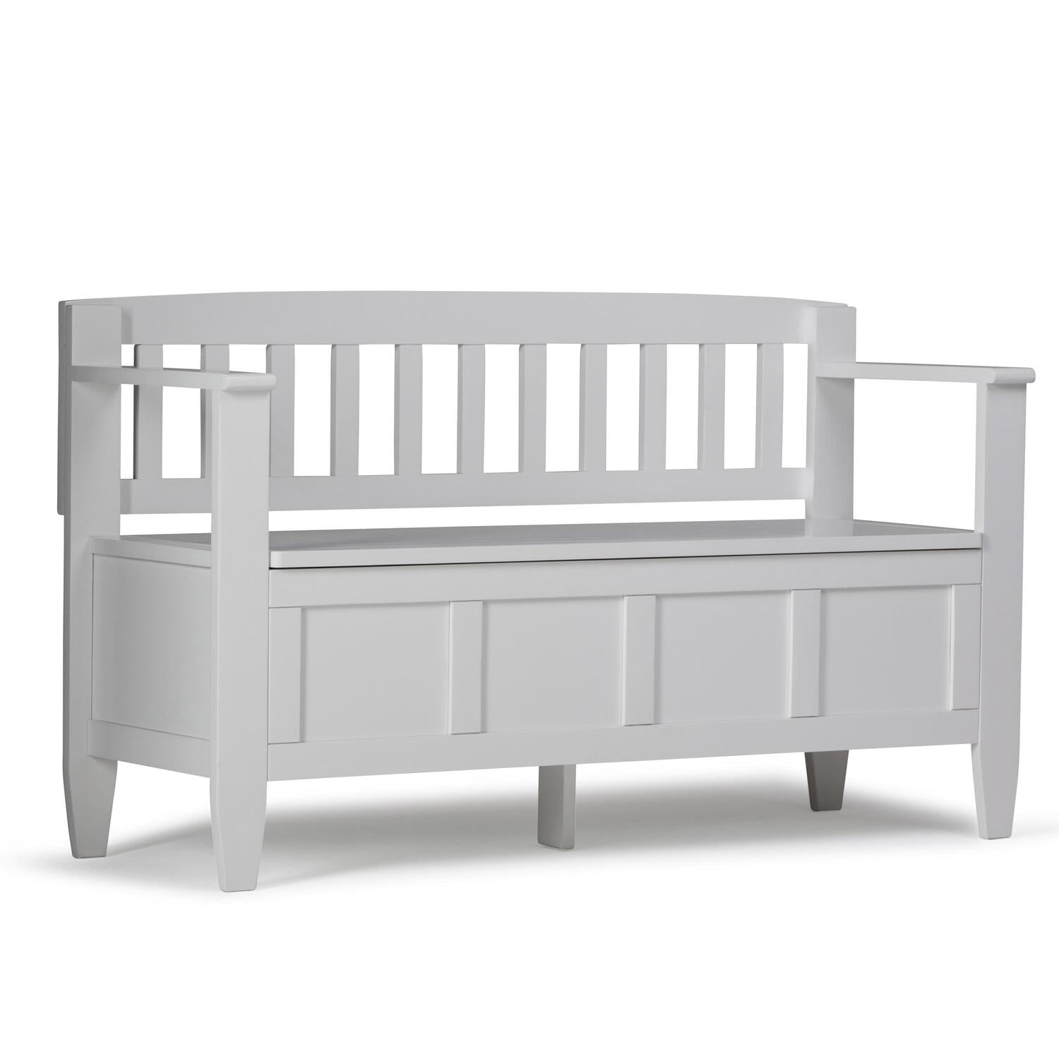 Brooklyn White Solid Wood Flip Top Storage Bench