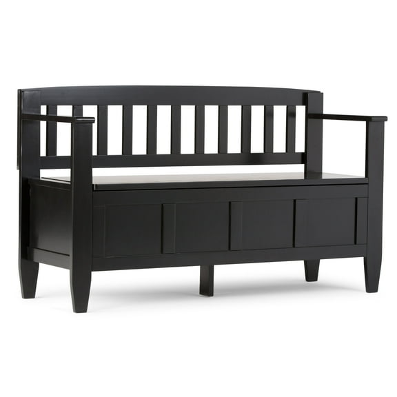 Simpli Home Brooklyn SOLID WOOD 48 inch Wide Contemporary Entryway Storage Bench in Black